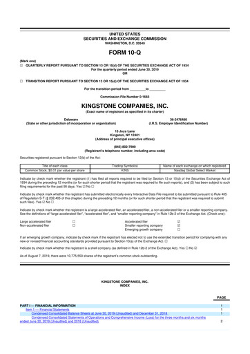 Vorschaubild Kingstone Companies 10-Q Quartalsbericht 2019 