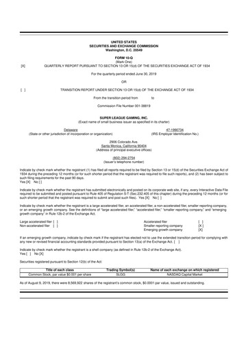 Thumbnail Super League Enterprise 10-Q Quarterly Report FY2019 