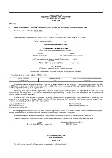 Thumbnail Lakeland Industries
 10-Q Quarterly Report FY2019 