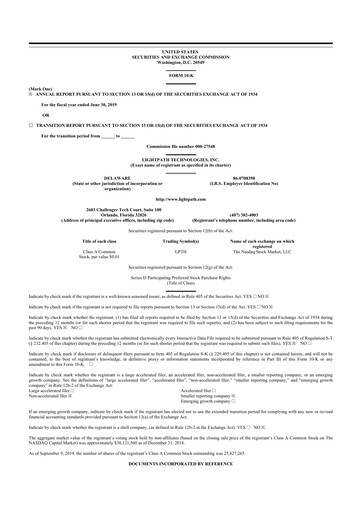 Thumbnail LightPath Technologies 10-K Annual Report 2019