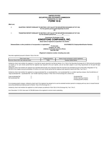 Vorschaubild Kingstone Companies 10-Q Quartalsbericht 2019 