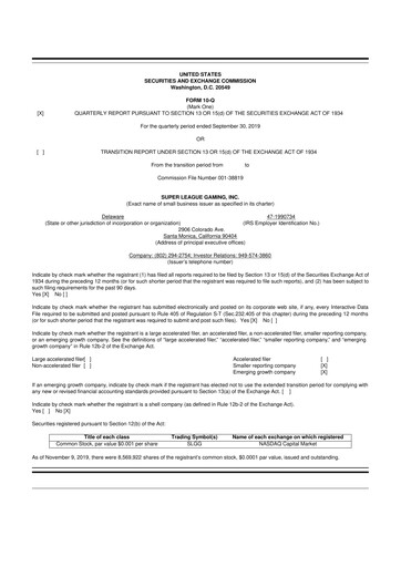 Thumbnail Super League Enterprise 10-Q Quarterly Report FY2019 