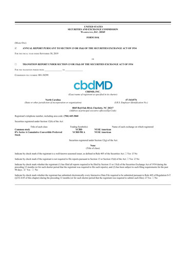 Thumbnail cbdMD 10-K Annual Report 2019