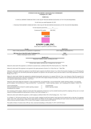 Thumbnail Know Labs 10-K Annual Report 2019