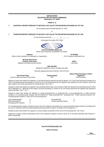 Thumbnail Palatin Technologies 10-Q Quarterly Report FY2020 