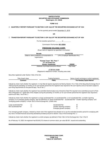 Thumbnail Freedom Holding 10-Q Quarterly Report FY2020 