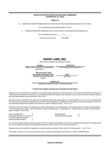 Thumbnail Know Labs 10-Q Quarterly Report FY2020 