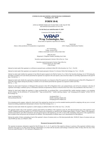 Thumbnail Wrap Technologies
 10-K Annual Report 2019