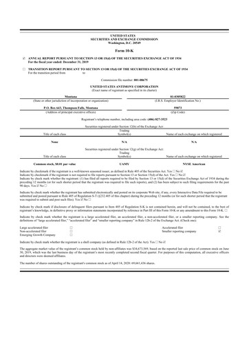 Thumbnail United States Antimony Corporation 10-K Annual Report 2019