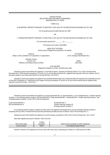 Thumbnail Aehr Test Systems 10-Q Quarterly Report FY2020 