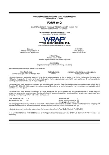 Miniature Wrap Technologies
 10-Q Rapport trimestriel 2020 