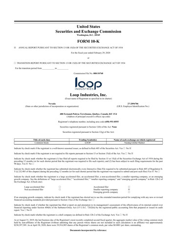 Thumbnail Loop Industries
 10-K Annual Report 2020