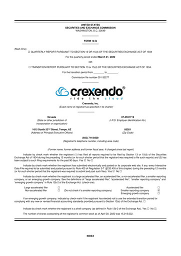 Vorschaubild Crexendo 10-Q Quartalsbericht 2020 