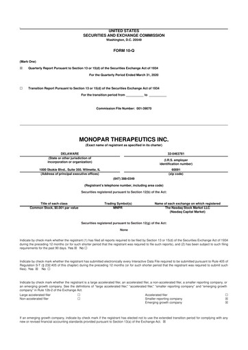 Thumbnail Monopar Therapeutics 10-Q Quarterly Report FY 