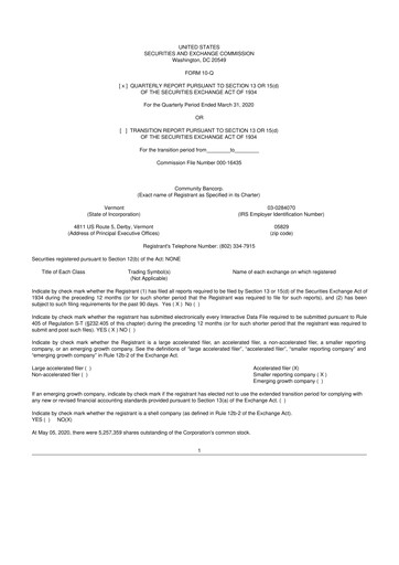 Thumbnail Community Bancorp 10-Q Quarterly Report FY2020 