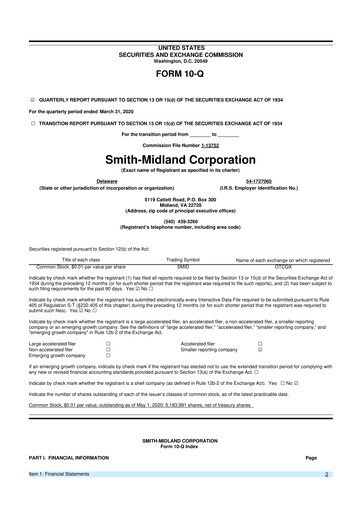 Miniature Smith-Midland Corporation 10-Q Rapport trimestriel 2020 