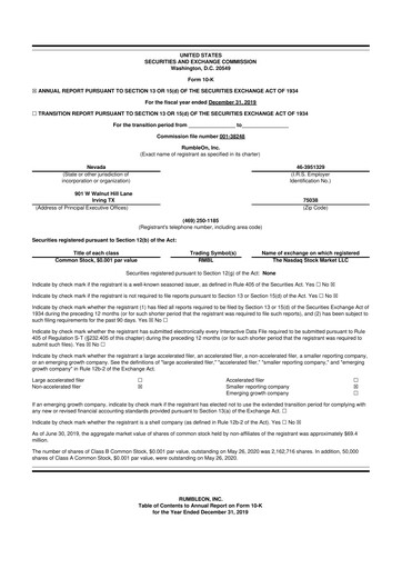 Miniature RumbleOn 10-K Rapport annuel 2019