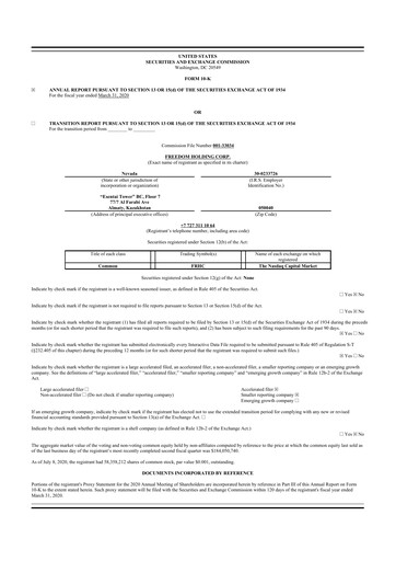 Vorschaubild Freedom Holding 10-K Jahresbericht 2020