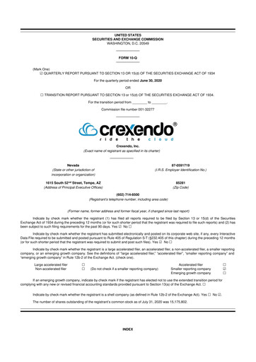 Vorschaubild Crexendo 10-Q Quartalsbericht 2020 