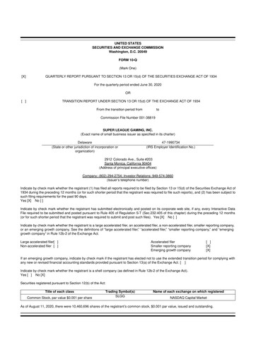 Thumbnail Super League Enterprise 10-Q Quarterly Report FY2020 