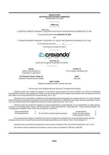 Vorschaubild Crexendo 10-Q Quartalsbericht 2020 