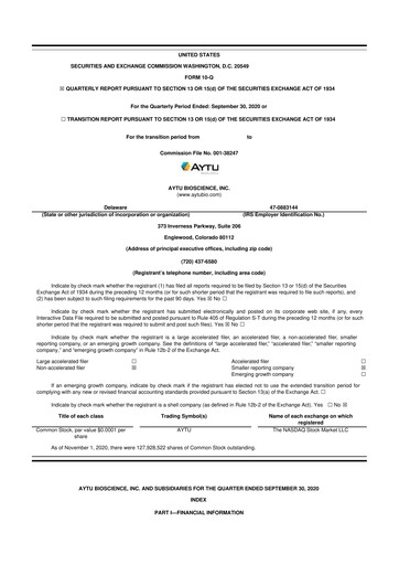 Thumbnail Aytu BioScience
 10-Q Quarterly Report FY2021 