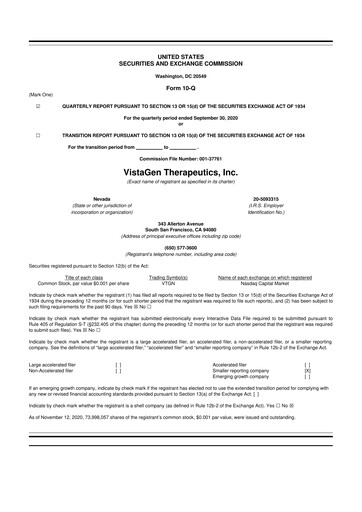 Thumbnail VistaGen Therapeutics
 10-Q Quarterly Report FY2021 