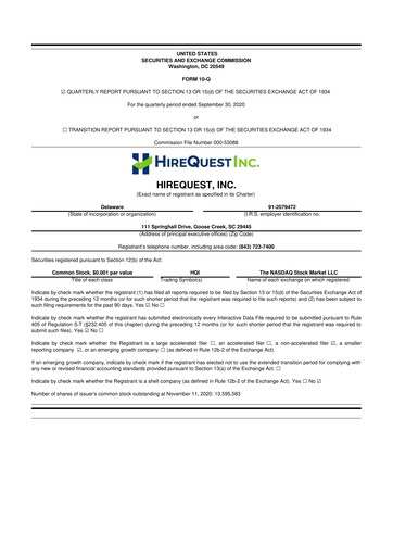 Thumbnail HireQuest 10-Q Quarterly Report FY2020 