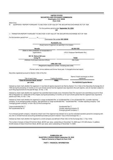 Miniature RumbleOn 10-Q Rapport trimestriel 2020 