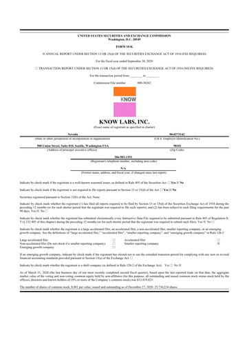 Thumbnail Know Labs 10-K Annual Report 2020