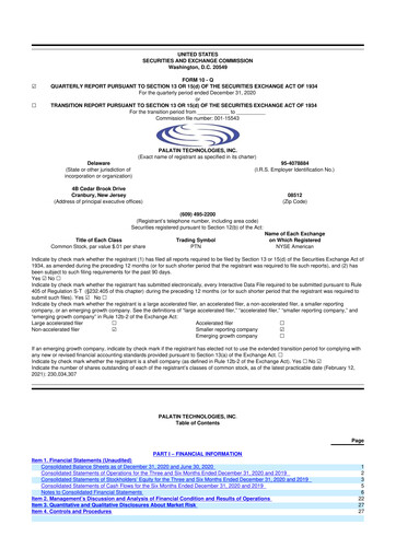 Thumbnail Palatin Technologies 10-Q Quarterly Report FY2021 