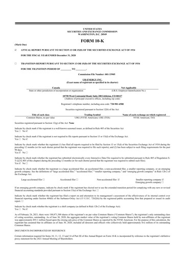 Thumbnail Ur-Energy 10-K Annual Report 2020