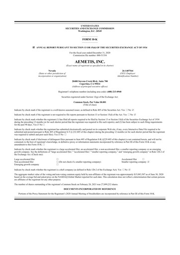 Thumbnail Aemetis 10-K Annual Report 2020