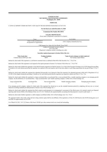 Thumbnail Sanara MedTech 10-K Annual Report 2020