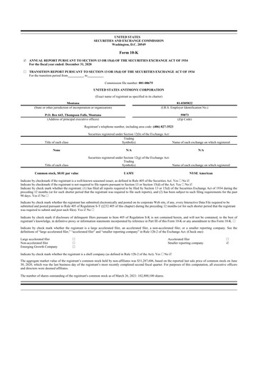 Thumbnail United States Antimony Corporation 10-K Annual Report 2020