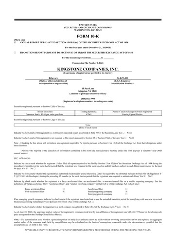 Thumbnail Kingstone Companies 10-K Annual Report 2020