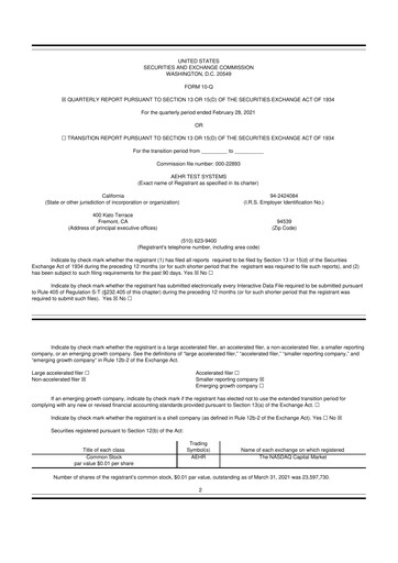 Thumbnail Aehr Test Systems 10-Q Quarterly Report FY2021 