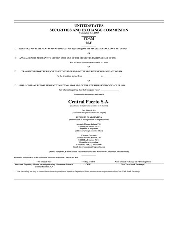 Miniature Central Puerto
 20-F Rapport annuel 2020