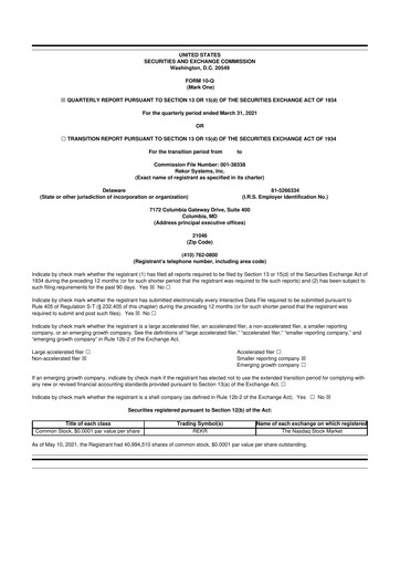 Thumbnail Rekor Systems 10-Q Quarterly Report FY2021 