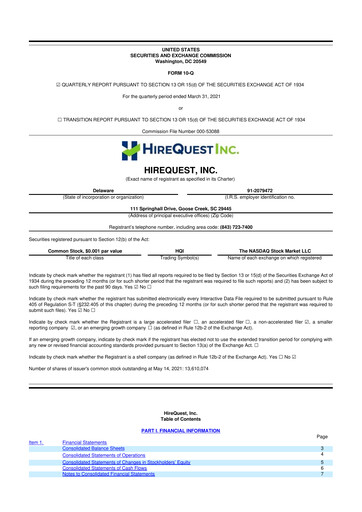 Thumbnail HireQuest 10-Q Quarterly Report FY2021 