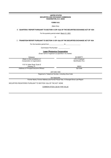 Miniature Laser Photonics 10-Q Rapport trimestriel 2021 