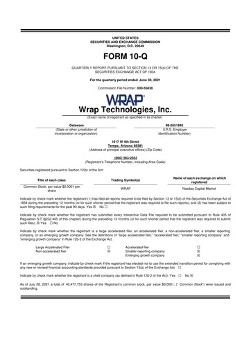 Miniature Wrap Technologies
 10-Q Rapport trimestriel 2021 