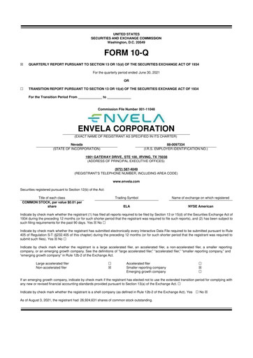 Vorschaubild Envela Corporation 10-Q Quartalsbericht 2021 