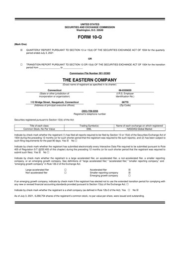 Thumbnail The Eastern Company 10-Q Quarterly Report FY2022 