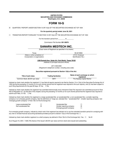 Thumbnail Sanara MedTech 10-Q Quarterly Report FY 