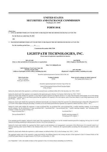 Thumbnail LightPath Technologies 10-K Annual Report 2021