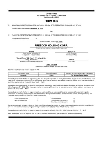 Thumbnail Freedom Holding 10-Q Quarterly Report FY2022 