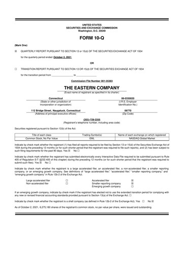 Thumbnail The Eastern Company 10-Q Quarterly Report FY2021 