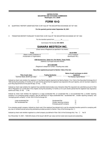 Thumbnail Sanara MedTech 10-Q Quarterly Report FY 