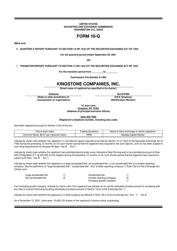 Vorschaubild Kingstone Companies 10-Q Quartalsbericht 2021 